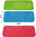 Microfiber Mop Pads, 18.5 x 6.3 Inch Reusable and Washable Spray Mop Pads, Wet and Dry Household Mop Pad Replacement, Set of 12(Colorful)