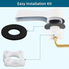 Hygie Rinse Metal Toilet Handle Lever Flush Replacement, Universal Front Mount Toilet Handle with Stainless Steel Flapper Chains, Toilet Repair Kit, White