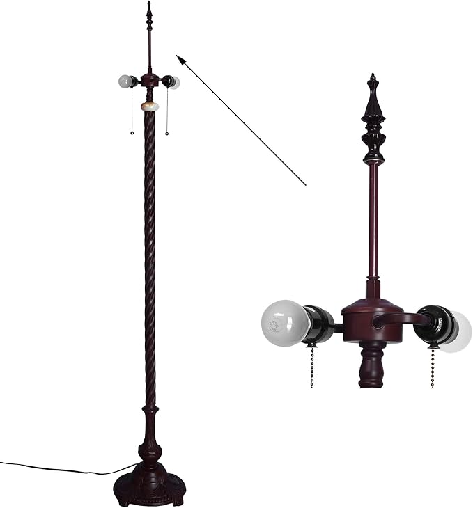 Bieye SS008 Lampshade Support with Finial for Tiffany Style Stained Glass Floor Lamp Table Lamp (G3/8 140mm Crown)