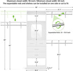 Unikito 8FT Closet System with 4 Drawers, 96" Wood Closet Organizer with Mirror and Hanging Rods, Sturdy Walk in Wardrobe Closet Insert with Tower, 96" W x 16" D x 80" H (Can Be Cut To Fit), White