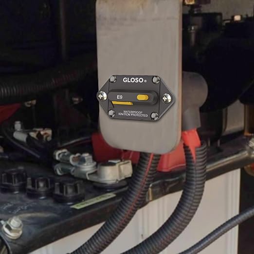 GLOSO Circuit Breaker 50A Marine Panel Mount Automotive RV E9F 90° (1/4" Stud, 50 Amp)