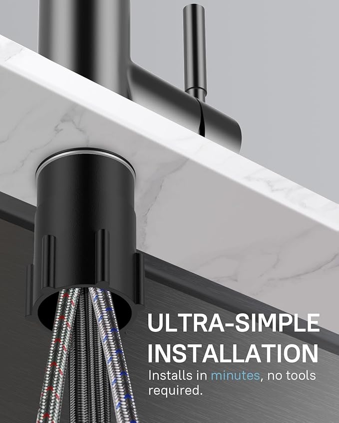 WEWE Kitchen Faucets with Pull Down Sprayer, Stainless Steel Single Handle 1 Hole for Family Kitchen Commercial Camper Laundry Rv Bar, Matte Gray