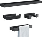 TNOMS Black Towel Bar Set, 4-Pieces Bathroom Hardware Set Modern Bathroom Towel Holder Set SUS304 Stainless Steel Wall Mounted Towel Rack Set,23.6 Inch