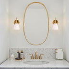 Gold Wall Sconces Vintage Bathroom Vanity Light Fixtures Frosted Milk Glass & Brass Base Indoor Wall Mount Light for Living Room,Bedroom, Bathroom, Mirror, Hallway, Stairway (Bulb not Included)