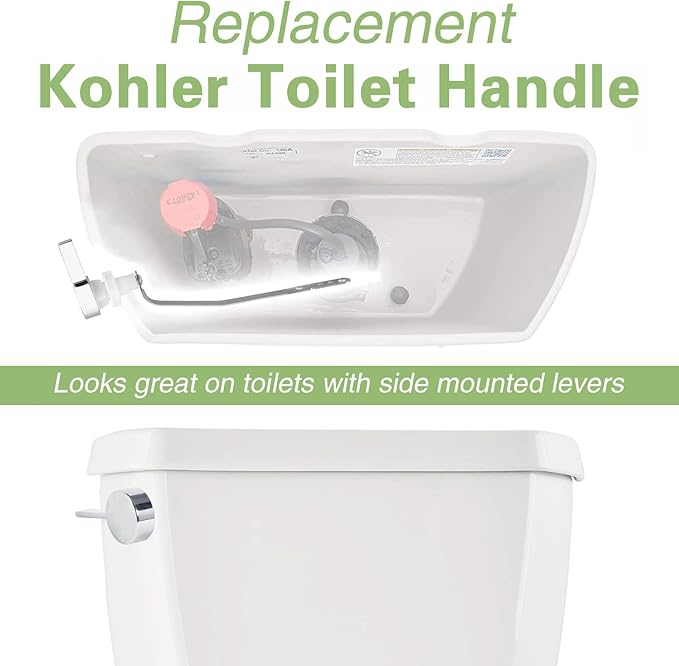 Toilet Handle for Kohler 1075348-CP Left Trip Lever Service Kit, Toilet Handle Replacement Kit Side Mount, Toilet Tank Lever, 1-Pack Polished Chrome