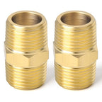TAISHER 5PCS Brass Pipe Fitting Adapter, Hex Nipple, 1/2-Inch Male Pipe x 1/2-Inch Male Pipe