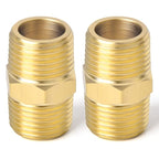 TAISHER 2PCS Brass Pipe Fitting, Reducer Adapter, Hex Nipple, 3/4-Inch Male Pipe x 3/4-Inch Male Pipe