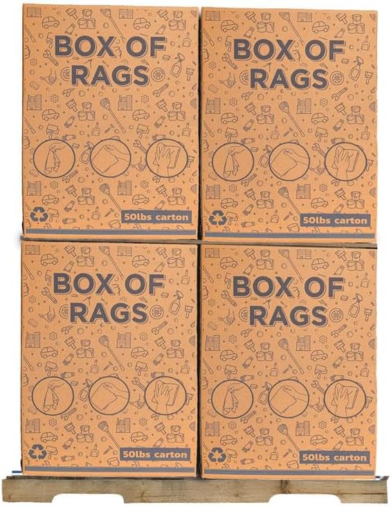 Recycled White T-Shirt Cleaning Rags (600 lbs. Pallet 12x50 lbs. Box) – Shop Rags Bulk for Oil, Stain, Grease, Paint, and Auto Cleaning, Multipurpose