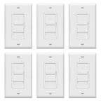 TOPGREENER Digital Dimmer Light Switch for 200W Dimmable LED/CFL Lights, Single Pole Led Slide Dimmer Switch, Neutral Wire Not Required, Wall Plate Included, UL Listed, TGDS1-W-6PCS, White,6 Pack