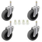 3-Inch Swivel Stem Caster for Rubbermaid Mop Bucket Utility Cart, 7/16-Inch Stem Diameter Rubber Wheel Set of 4, Heavy Duty TPR Weber Grills Shop Vac Replacement Wheels