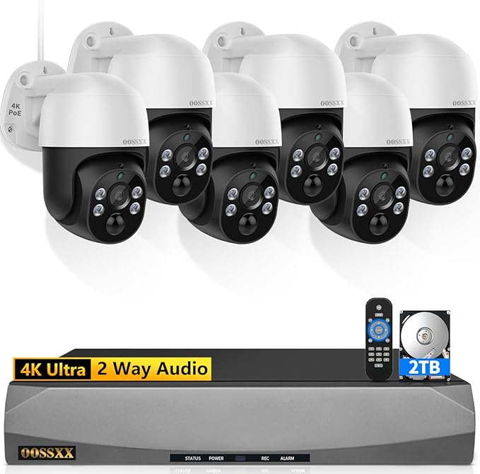 4K PT PoE Outdoor Wired Security Camera System Home Wired Cameras Video Surveillance