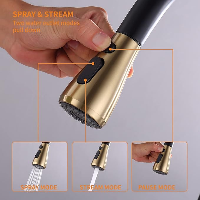 Touch Kitchen Faucet,KEER Smart Kitchen Sink Faucet with Pull Down Sprayer, Touch on Activated Kitchen Bar Sink Faucet Brushed Nickel, Stainless Steel (Matte Black Gold)