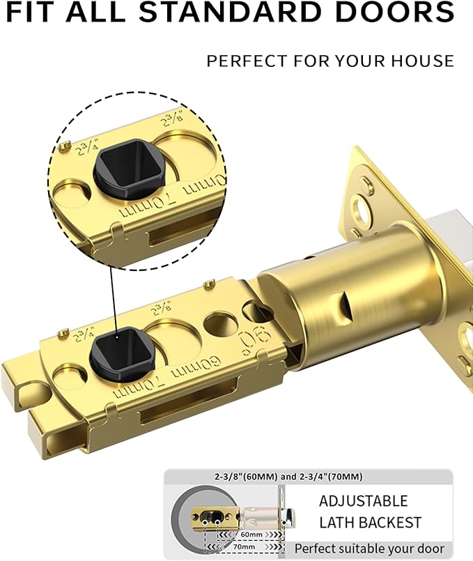 Asidrama 4 Pack Gold Passage Door Handles, Door Lever with Door Knobs Indoor for Bedroom or Bathroom, Heavy Duty Door Handles Interior with Locks for Left Right Sided Doors