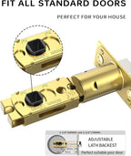 Asidrama 4 Pack Gold Privacy Door Handles, Door Lever with Door Knobs Indoor for Bedroom or Bathroom, Heavy Duty Door Handles Interior with Locks for Left Right Sided Doors