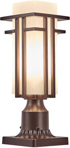 Oil Rubbed Bronze Outdoor Post Lights,Waterproof Pole Mount Light Fixture with Pier Mount Adapter(with 3-Inch Pier Mount Base), Exterior Lamp Post Lantern Head for Yard,Garden Backyard and Porch