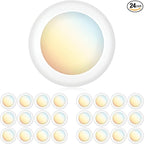 PARMIDA (24 Pack) 5/6 Inch Dimmable 5CCT LED Disk Lights, 15W Surface Mount Ceiling Lighting, 5 Color Selectable 2700K/3000K/3500K/4000K/5000K, 1100lm, J-Box Or Recessed Can Installation, UL-Listed