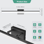 Black Vanity Light 31.5" Long 24W LED Bathroom Light Bar with 5CCT Adjustable Modern Bathroom Vanity Light Fixture for Mirror, Powder Room, Bedroom, Apartment, Hotel
