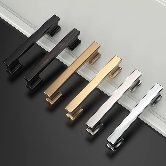 Asidrama 6 Pack 3.75 Inch(96mm) Brushed Brass Kitchen Cabinet Handles, Cabinet Pulls Kitchen Cabinet Hardware for Cupboard Drawer Pulls