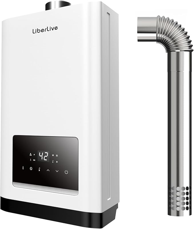 Propane Gas Tankless Water Heater with Vent Pipe, Indoor Installation, Max 3.6 GPM, 80,000 BTU Propane Residential On Demand Instant Tankless Hot Water Heater, Multiple Points of Use, 120V, White