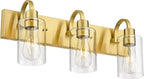 Emliviar 3-Light Vanity Lights for Bathroom, Brushed Gold Bathroom Light with Clear Glass Shade, YCE237B-3W BG