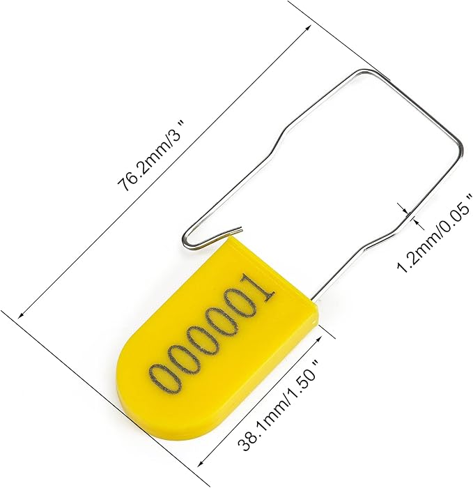 50PCS Plastic Padlock Security Seals Metal Wire Padlocks Electric Meter Seal Disposable Anti-Tamper Lock Numbered Anti Tamper Tag Hasps Yellow