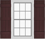 Board & Batten Vinyl Shutters (1 Pair) | 14.5"x75" (4-Board) - Dark Cherry Mocha | Exterior Window Shutters | Includes Mounting Hardware | Simple Installation | Made in USA