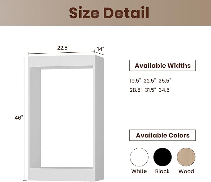 ROOMTEC 22.5" Double Hanging Closet Unit, Modular Closet System with Hanging Rod, Wardrobe Organizer for Bedroom or Walk-in Closet, Wall Mounted, Customizable Clothes Storage Unit, White