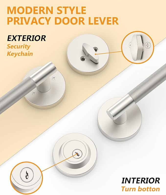 Asidrama Premium Satin Nickel Zinc-Alloy Front Door Lock Set: Double Cylinder Deadbolt, Heavy Duty Security Handleset for Left/Right Exterior Doors, Universal Entry Locks (2 Pack)