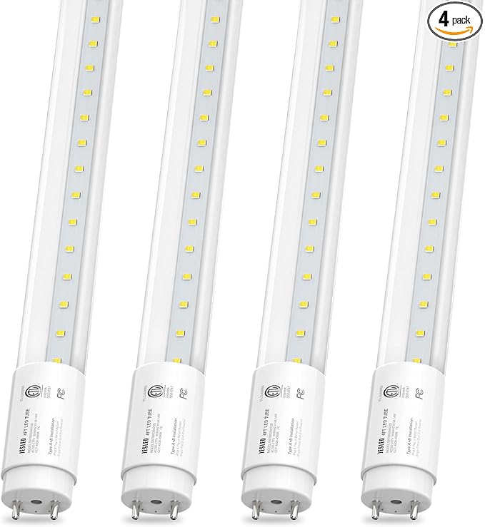 4 Pack T8 LED Bulbs 4 Foot, 14W 2450LM 6000K Super Bright, Type A+B 4FT LED Bulbs, Fluorescent Tubes Replacement, Plug & Play or Ballast Bypass, Clear Cover