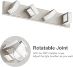 Ralbay 4-Light Brushed Nickel Vanity Light for Bathroom Metal Acrylic Modern LED Bathroom Light Fixtures