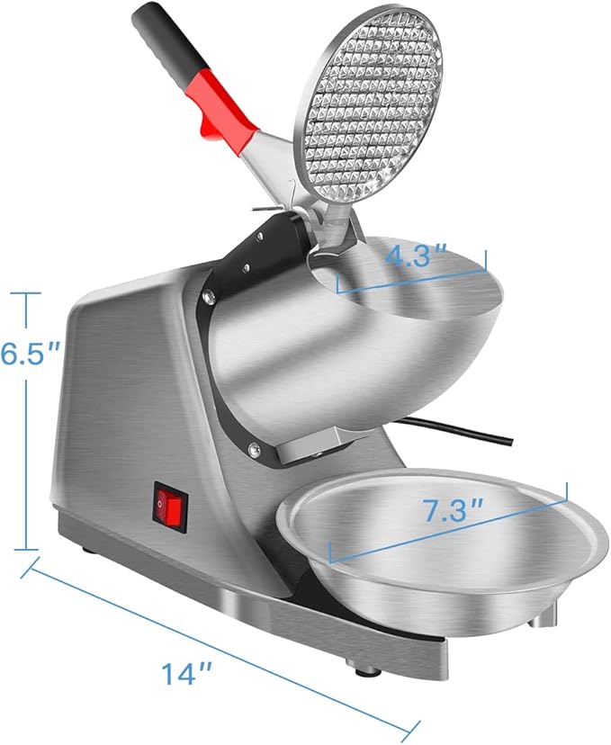 Shaved Ice Machine Snow Cone Machine Ice Crusher with Stainless Steel Blade Kitchen Electric for Shaved Ice and Snow Cone (300W 2000r/min) Also Comes with a Free Ice Pick and Ice Cube Tray