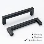 20 Pack 5" Black Cabinet Handles Matte Black Dresser Handles Drawer Pulls Square Cabinet Pulls for Kitchen Modern Stainless Steel Handles for Cabinets and Drawers