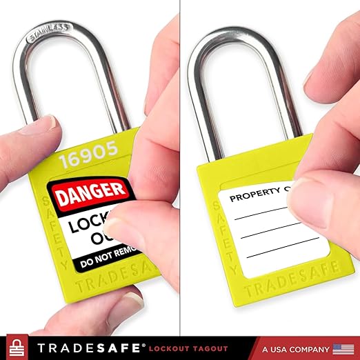 TRADESAFE Lockout Tagout Locks Set - 10 Yellow Loto Locks, Lockout Locks Keyed Different, 2 Keys Per Lock, OSHA Compliant Lock Out Tag Out Padlocks, Safety Padlocks for Electrical Lockout Tag Out Kits