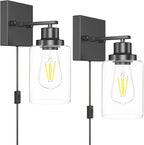 Plug in Wall Sconces, 2 Pack Wall Lamp, Rustic Plug in Wall Light Sconces, Sconces Wall Lighting, E26 Modern Wall Light Fixtures