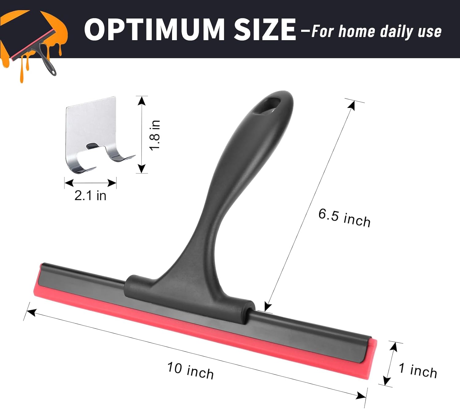 SetSail Shower Squeegee for Glass Doors Stainless Steel Squeegee for Shower Glass Door All-Purpose Window Squeegee for Tile Shower Walls, Sink, Mirror, Bathroom, Car Window Cleaning 10 Inches