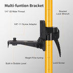 12 Ft./3.7M Professional Lasers Level Pole with Tripod, Adjustable Telescoping Pole for Leveling Tools, Multi-functional Fine-tuning Bracket with 1/4” and 5/8” Thread Adapters, Includes Carrying Bag