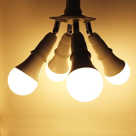 DiCUNO 5 in 1 E26 Light Socket Splitter Adapter, Standard Base LED Bulbs Converter, 360 Degrees Adjustable 180 Degree Bending, 5 Way Bulbs Socket Holder