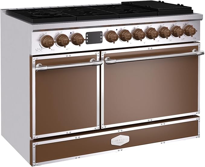 Akicon 48" Freestanding Gas Cooktop Oven Combo, Features 8 Sealed Burners, 6.7 Cu.ft Rapid Convection Oven, Convertible Fuel (NG/LP), Durable Cast Iron Grating (CFSCFSB3)
