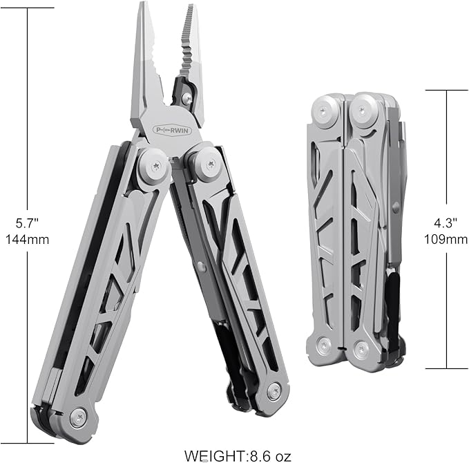 Multitool, 17-in-1 Stainless Steel Multi Tool Pliers with Self-Locking, Pocket Knife, Nylon Sheath, Professional (EDC) Multi-Tool for Survival, Camping and Hunting, Hiking, Gifts for Men