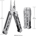 Multitool, 17-in-1 Stainless Steel Multi Tool Pliers with Self-Locking, Pocket Knife, Nylon Sheath, Professional (EDC) Multi-Tool for Survival, Camping and Hunting, Hiking, Gifts for Men