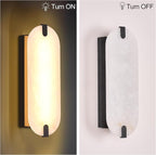 ZEROUNO 14.2 inch Alabaster Wall Sconces, Natural Marble Wall lamp Set of Two,Dimmable Alabaster Wall Light Fixtures for Stairs Bathroom Living Room Bedroom Vanity,Hallway