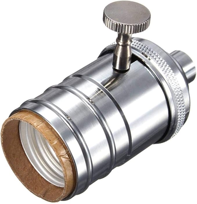 2 Pack Lamp or Fixture Replacement, E26/ E27 Solid Brass Industrial Light Socket Vintage Edison Pendant Lamp Copper Holder with Switch (Silver)