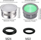 20 Sets of Faucet Aerators with Gaskets 2.2 GPM Plug-in Restrictor Replacement Parts for Bathroom or Kitchen Plug-in Aerators (stainless Steel and Green)