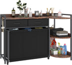 L Shaped Laundry Hamper Laundry Basket with 3 Section Pull-Out Rolling Bags & 3-Tier Storage Shelf, Laundry Sorter for Organization and Storage with 2 Drawers for Laundry Room