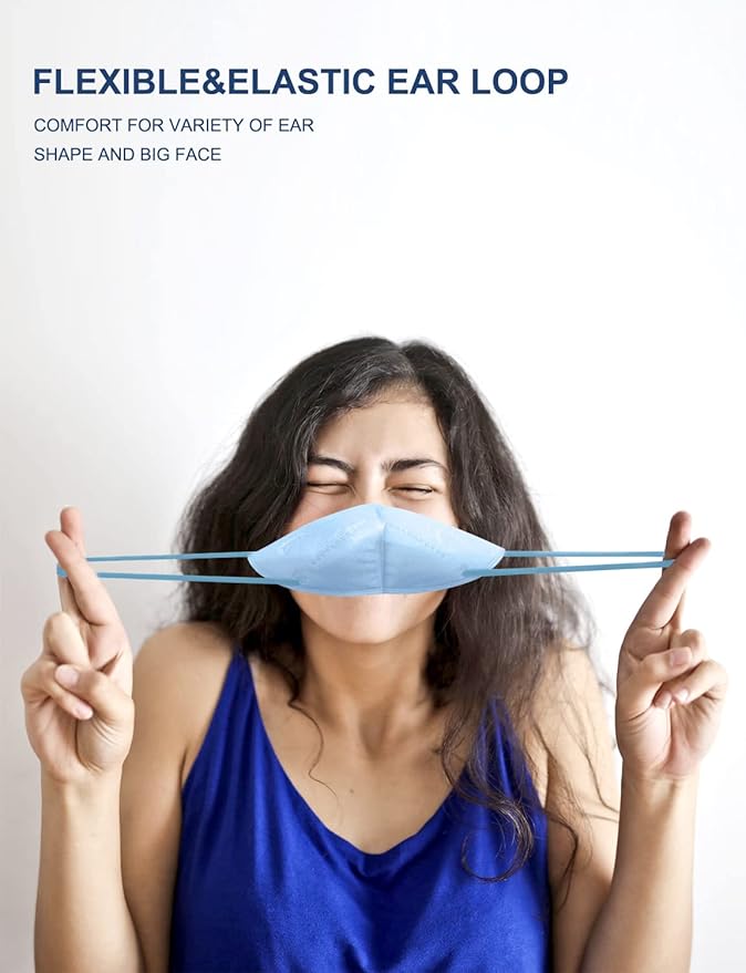 HUHETA 50 Packs KN95 Face Mask 5-Ply Breathable & Comfortable Filter Safety Mask (50PCS-MTC III Color)