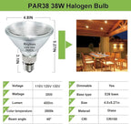 4 Pack Long Lifespan PAR38 Flood Light Bulb, Dimmable 38W 120V, High Output 400LM, Warm White, E26 Base, Indoor/Outdoor