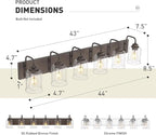 zeyu 44 Inch Farmhouse Bathroom Vanity Lights, 6-Light Bathroom Light Fixtures with Clear Glass Shade, Oil Rubbed Bronze Finish, ZSL72B-6W ORB