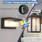 Outdoor Wall Lights 2Pack LED 3 Color Outdoor Light Fixture Wall Mount Exterior Lights 2100Lm IP65 Exterior Wall Sconce，Rustproof Sconce with Double Shade, Matte Black Light for Porch