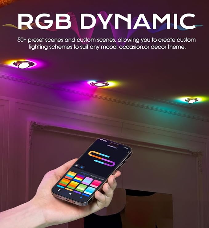 CLOUDY BAY [4 Pack] 6 Inch Gimbal Smart Recessed Lighting with Gradient Accent Light and Night Light,15W 2700K~6500K RGB LED Recessed Lights, Compatible with Alexa and Google Home Assistant