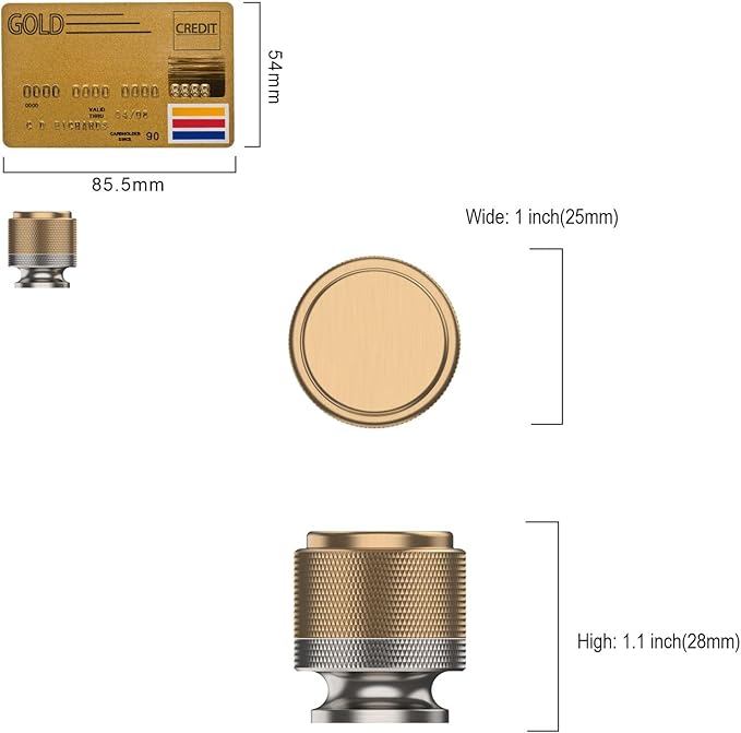 Amerdeco 10 Pack Champagne Bronze Satin Nickel Knurled Cabinet Knobs Kitchen Cabinet Pulls for Drawer Dresser, Cupboard and Wardrobe ZH040